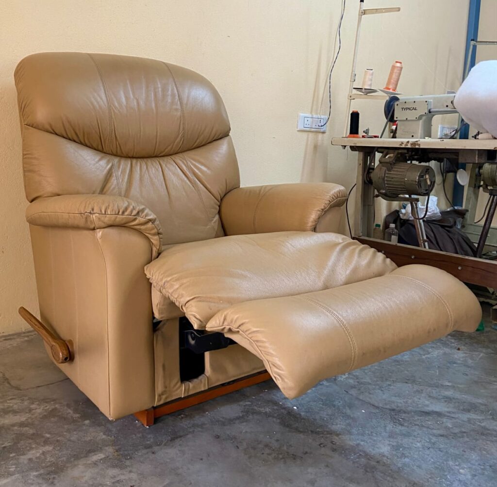 Sri lakshmi enterprises in bangalore Leather Recliner with plush and footrest